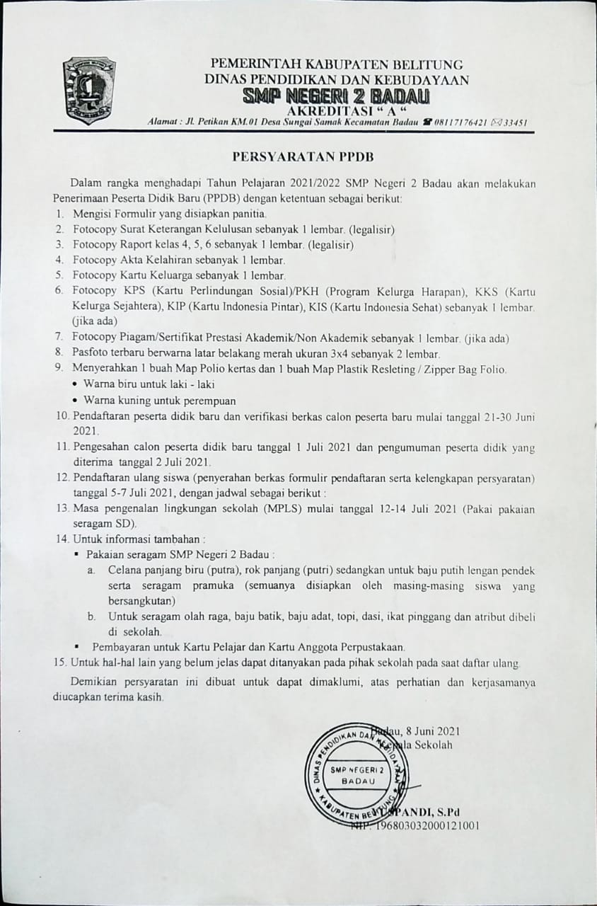 PERSYARATAN PPDB 2021